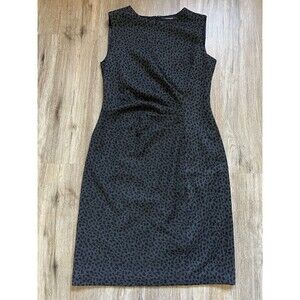 Tahari Animal Print Sheath Dress Gray Black Spots Women's 6 Pencil Skirt Dress